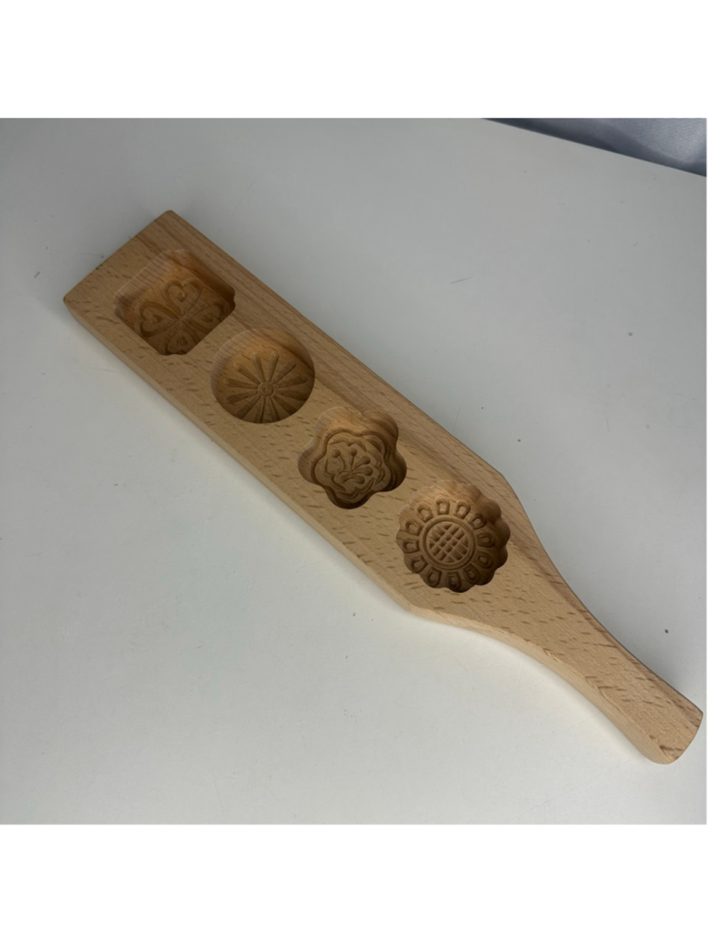 Carved Wooden Traditional Mooncake Mold Press Paddle (4 Floral Designs)